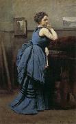 Jean-Baptiste Corot Blue skirt woman china oil painting reproduction